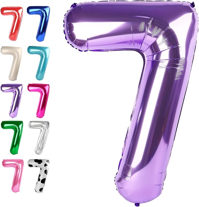 Purple Number 7 Balloon 40 inch, Balloon numbers party supplies, deco photo by Upgesy