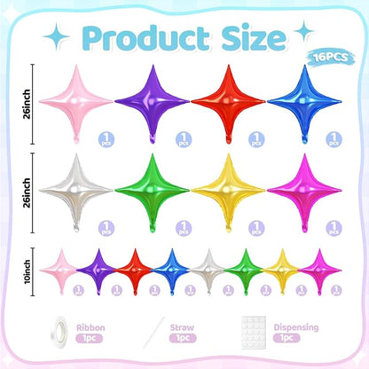 Colorful Star Balloons, 26 Inch and 10 Inch Stars Shaped Balloon - Image 2