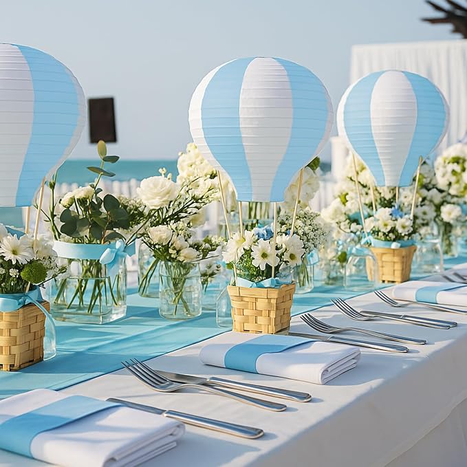 Meooeck 14 Sets Hot Air Balloon Tables Centerpieces, 11.8'' Paper Lantern Party - Image 5