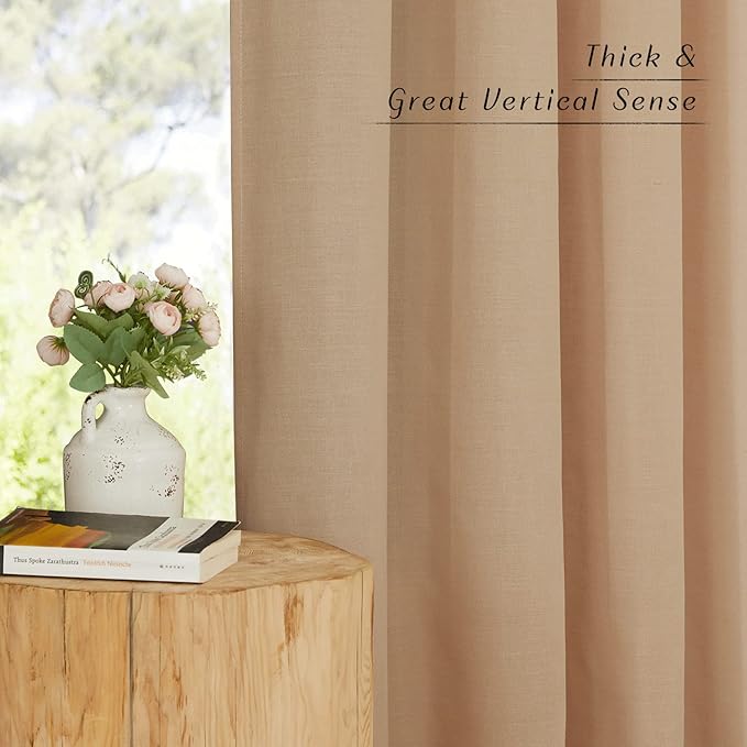 NICETOWN Camel Linen Doorway Curtains 80 inches Long, Grommet Thick Linen Weave - Image 5
