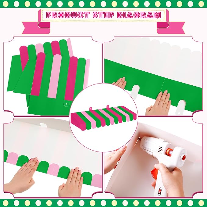Boao 4 Pack Circus Awning Decoration 3D Stripe Cardboard Awning Carnival Wall - Image 3