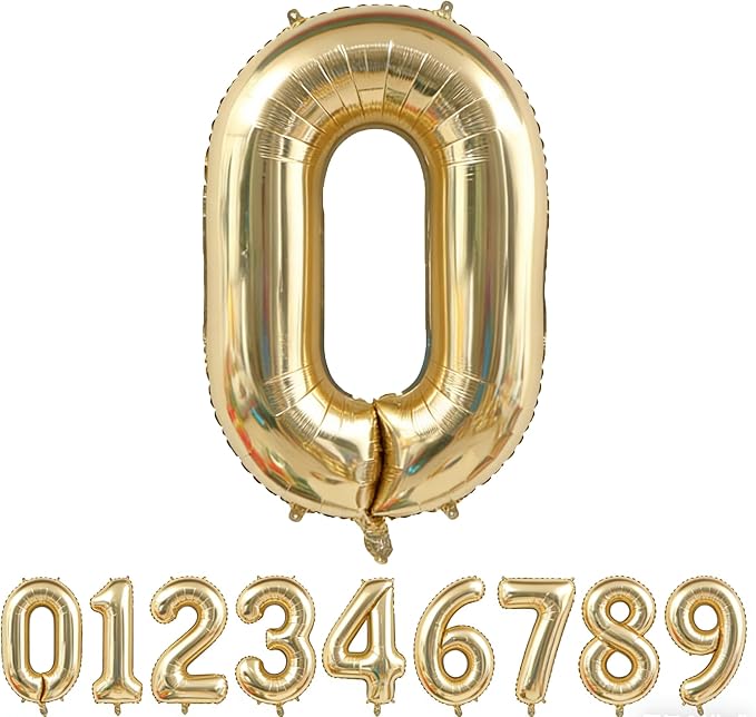 Light Gold Number 0 Foil Balloon 40IN Champagne Gold 0 Mylar Helium Balloon | by ANGEL+Q+HOUSE
