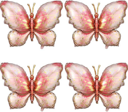 4 Pieces Pink Gold Butterfly Balloons by GIHOO