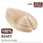 SEGO Real Human Hair Topper for Women, No Bangs Hair Topper with Anti-Slip Clips (14 Inches Ash Blonde Mix Bleach Blonde)