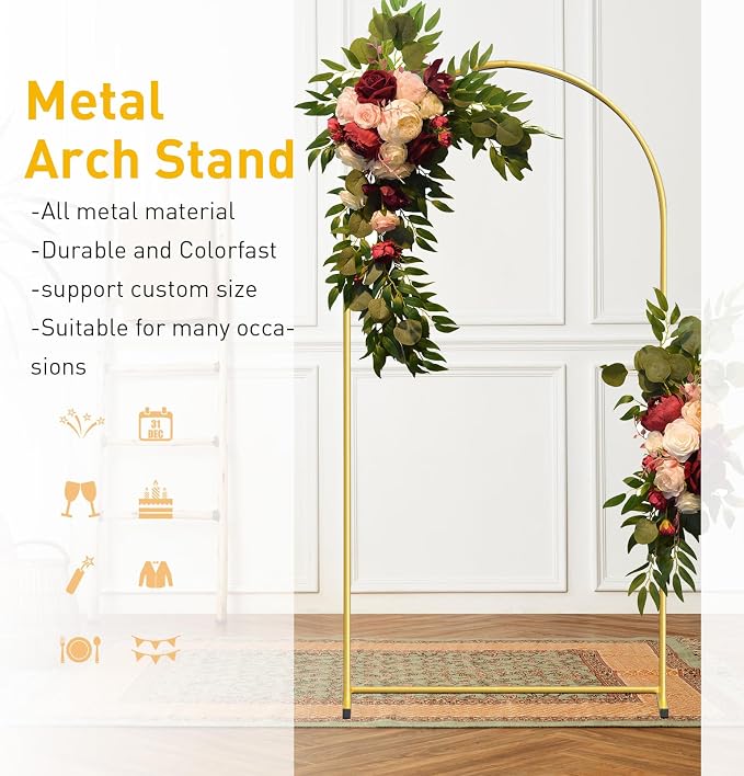 6.6FT Gold Metal Arch Backdrop Stand, Square Balloon Arch Stand Wedding Frame - Image 3
