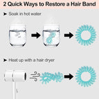 JessLab Spiral Hair Ties, 20 Pcs Traceless Phone Cord Hair Ties No Crease Spiral Bracelet Plastic Coil Ponytail Holders No-Damage Headband Hair Accessory for Girls Women Ladies Gift (Steel Beaded)