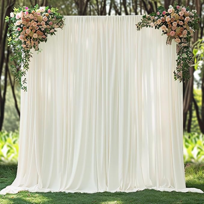 20x10ft Wrinkle Free Ivory Backdrop Curtain by ESGOTBME