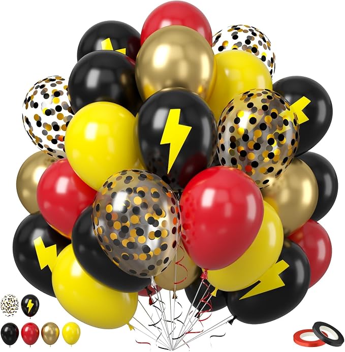 Red Black Yellow Balloons, 12inch Black Yellw Red Party Balloons by Saxuxu