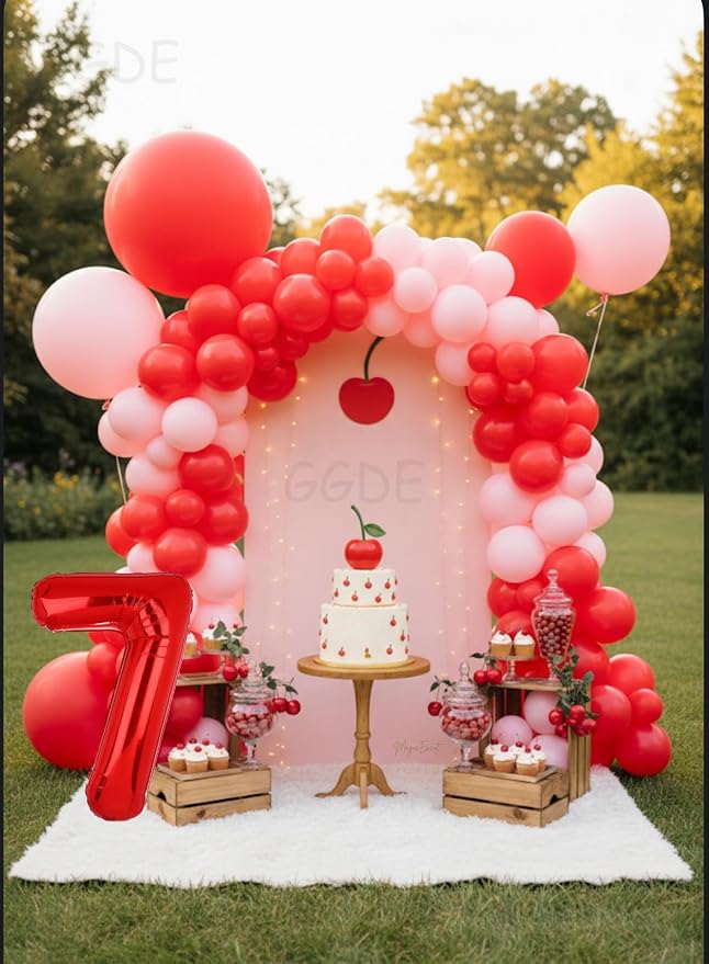 40 Inch 7 Red Number Balloons Mylar Foil Balloons 7th Birthday Party Decor | - Image 5