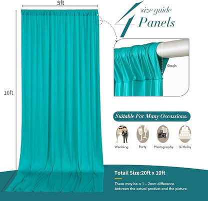 10 ft x 20 ft Wrinkle Free Turquoise Backdrop Curtain - Image 7
