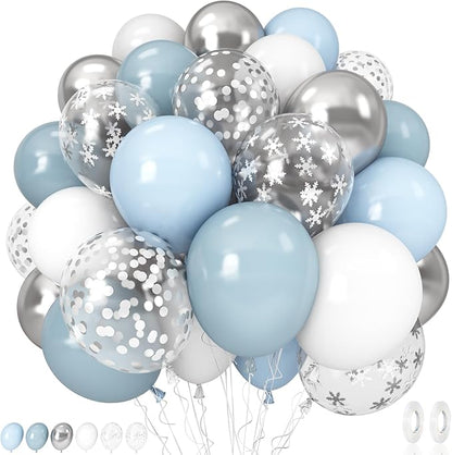 Baby Blue White Winter Wonderland Balloons by Govpy