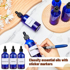 Tessco for you 20 Pack 3.4 oz Glass Dropper Bottles with Glass Eye Droppers for Essential Oils, Empty Oil Bottles with Funnel, Labels and Pipette for Hair Oils Perfume Cosmetic Travel(Blue)