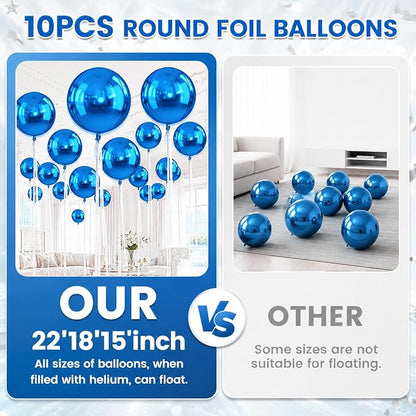 10Pcs Blue Round Foil Balloons, Metallic Light Blue Foil Baloon - Image 4