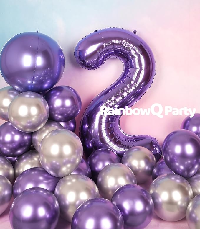 RainbowQ Purple 2 Balloon Number 40 Inch 0-40 Foil Large Balloons | Big Mylar 2 - Image 7