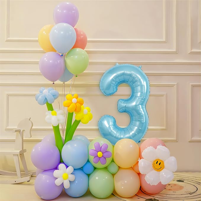 40 Inch Light Blue Number 3 Balloons - Image 6