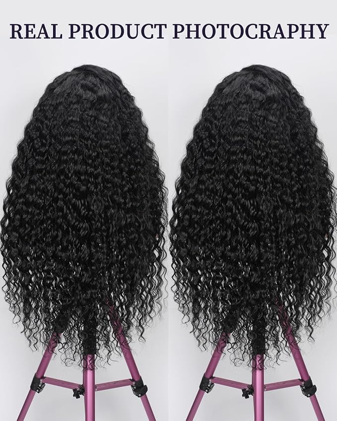 13x6 Deep Wave Lace Front Wigs Human Hair 220% Density SKINLIKE Real HD Lace Wig Wet and Wavy Human Hair Pre Plucked Wigs for Women Curly Lace Frontal Wig Natural Color 28inch