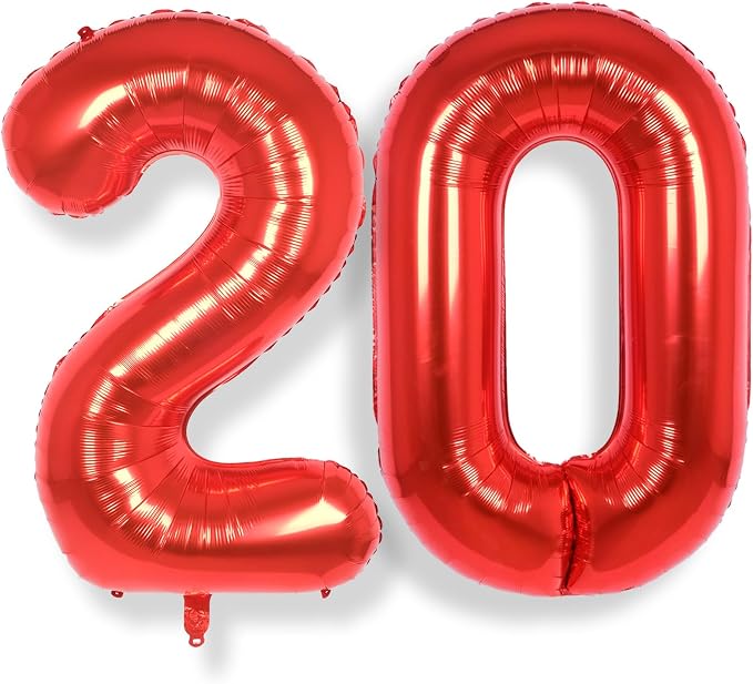 AULE 40 Inch Red 20 Balloon Number Foil 0-9 Birthday Big Numbers | Birthday by AULE