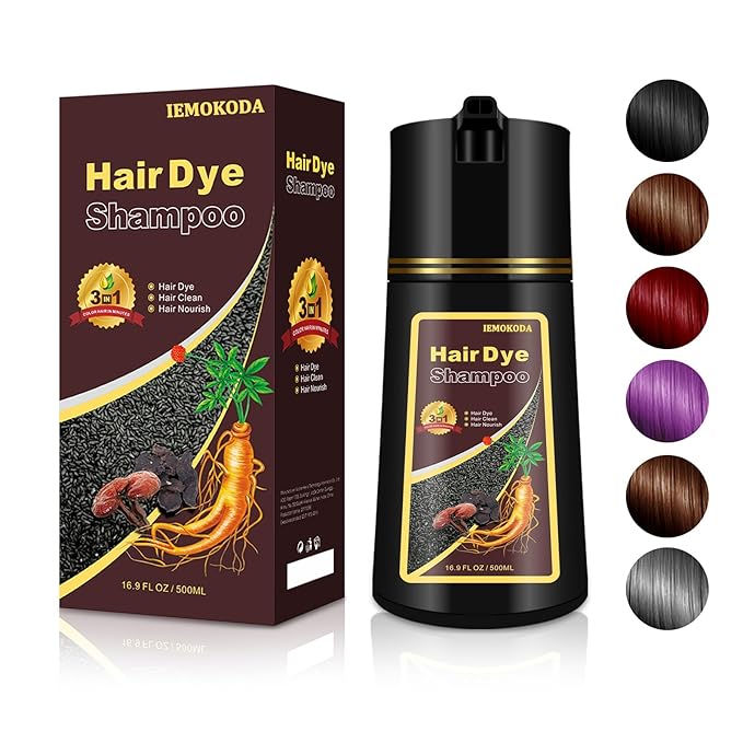 3 in 1 Hair Dye Shampoo for Gray Hair, 16.9 Fl Oz (Chestnut Brown for Men & Women)