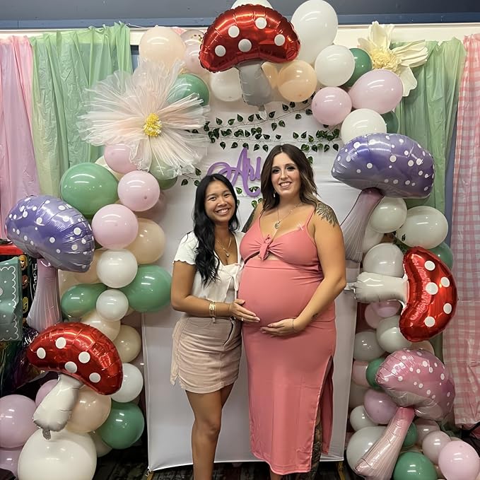 Sage Green and Pink Balloons, Dusty Green Pastel Pale Pink Light Orange Ivory - Image 4