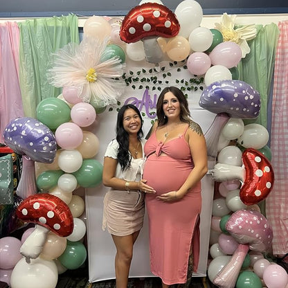 Sage Green and Pink Balloons, Dusty Green Pastel Pale Pink Light Orange Ivory - Image 4