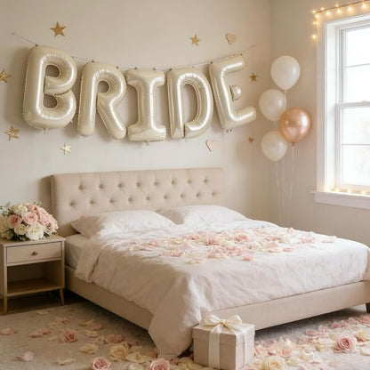 40 Inch BRIDE Balloons, Foil Banner Letter Balloon Cream White - Image 5