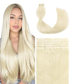 SURNEL Injected Tape in Hair Extensions Human Hair 22 Inch Platinum Blonde Upgraded Seamless Remy Invisible Tape in Extensions 20 Pcs 50g(#60,22)
