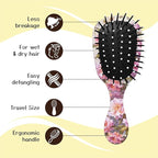 Mini Hair Brush,Cute Detangling Travel Hair Brush,Soft Bristles for Effortless Tangle Removal,Detangler Hairbrush for Women Men Boys Girls Kids Wet Dry All Hair Types (Pink Flowers, Mini)