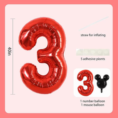 40 Inch Red Foil Number 3 Balloon - Image 2