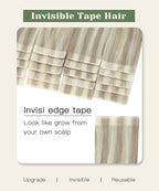 SURNEL Injected Tape in Hair Extensions #18P60 Ash Blonde with Platinum Blonde Seamless Remy Invisible Tape in Extensions Human Hair 20 Pcs 40g(#18P60,18)