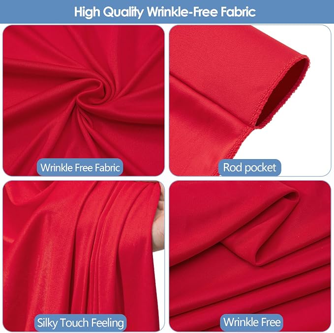 30x10ft Wrinkle Free Red Backdrop Curtain - Image 4