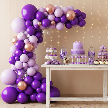 RUBFAC Purple Balloons Different Sizes Dark Purple Balloon Arch 129pcs | Pack - Image 7