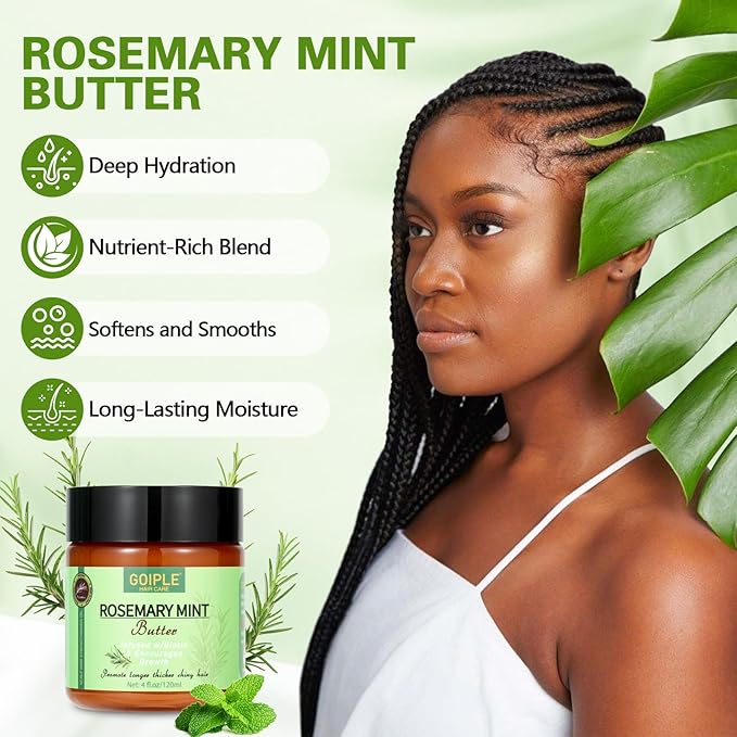 No-Water Braid Shampoo for Locs, Twists, Weaves - Rinse-Free Dreadlock Shampoo for Build-Up, Odor, Itch- Rosemary Mint Butter Braid Balm Scalp Sleeping Balm for Dry Scalp Strengthens Hair Roots&Bonnet