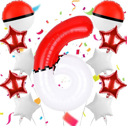 40 Inch Red & White Cartoon Themed Theme Number Balloon, Number Block Foil by AXBMM