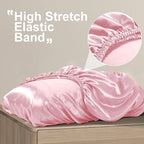SiinvdaBZX Blush Pink Satin Pillowcase Standard/Queen Size Set of 2, Silky Travel Elastic Band Satin Pillow Case for Hair and Skin, Soft Portable & Fit for Various Pillow