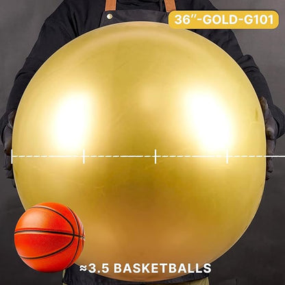 PartyWoo Metallic Gold Balloons 4pcs Chrome Gold Color 36 Inch | Balloons - Image 2