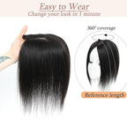 Human Hair Toppers for Women with Thinning Hair Real Human Topper Crown No Bangs 10 Inch #1B Natural Black
