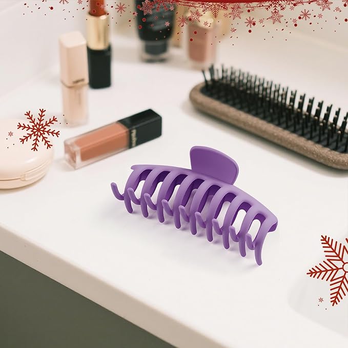 TOCESS Hair Claw Clips for Women - 8PK Large Neutral Matte Jumbo Hair Clips for Thick, Thin, Long, Short, Curly Hair Girls, Big Jaw Clip Set for Daily Use (Violet Purple)