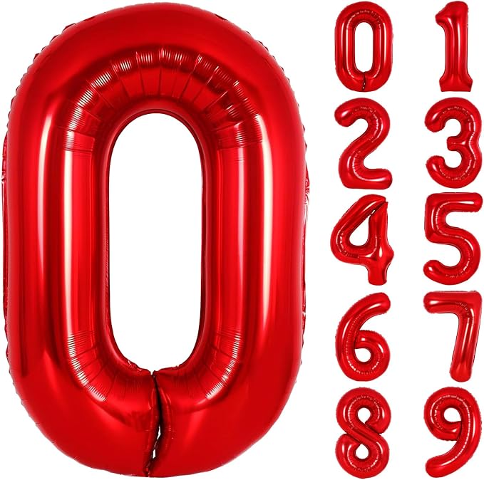 Number Balloons Red Party Balloon by United-UnicornsParty