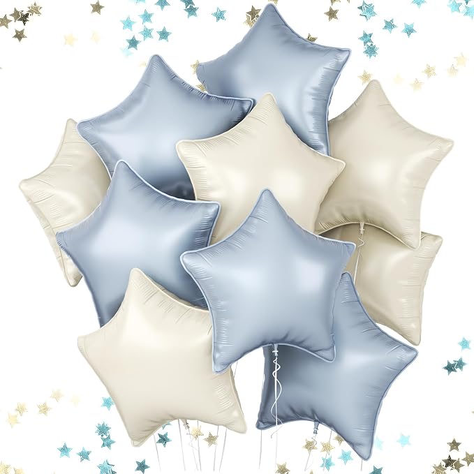 Dusty Blue Star Balloons, 18 Inches Star Foil Balloons by FEYG