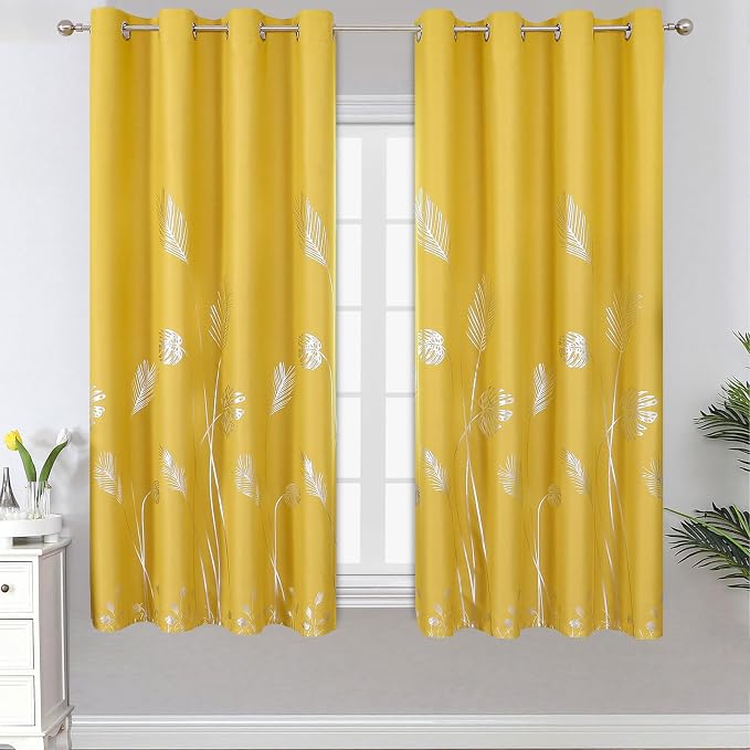 Yellow Room Darkening Curtains 63 Inches Long by ESTELARTEXTILER