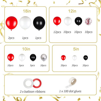 136pcs Red and Black Balloons Arch kit, 18 12 10 5 Inch Balloons | Red and - Image 2