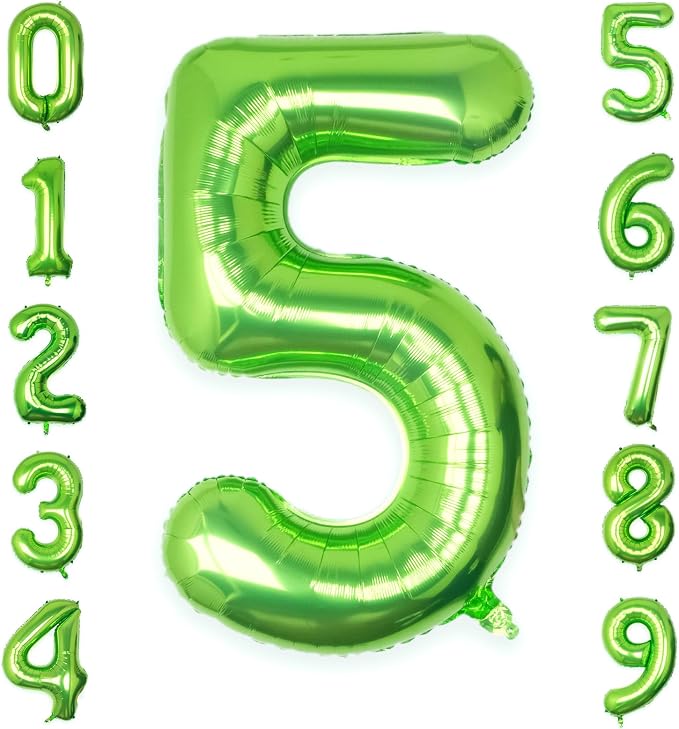40 Inch Green Number 5 Balloon Lime Big Large Helium Number 0-9 | Giant Digital by SULALABOO