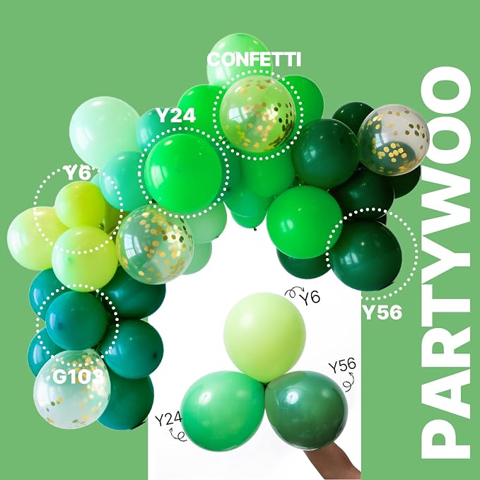 PartyWoo Green Balloons 66pcs Pack Light Green Latex Balloons | Lime Dark - Image 3