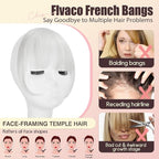 Clip in Bangs, Synthetic Wispy Bangs Hair Clip, Silver Grey Fake Bangs Fringe with Temples Hairpieces for Women Natural Curved Hair Extensions for Daily Wear