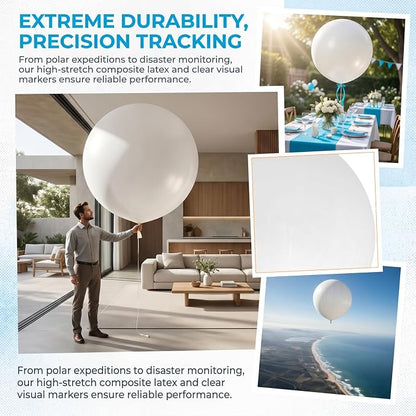 Beavorty 2pcs White Latex Jumbo Weather Balloons 48" and 72" - Image 3