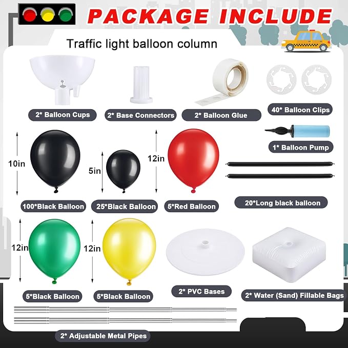 Gejoy 2 Sets Traffic Light Balloons Column Stand Kit - Image 2