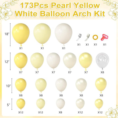 Amandir 173 Pcs Pearl Yellow Balloon Arch Kit | Double Stuffed Pastel Light - Image 2