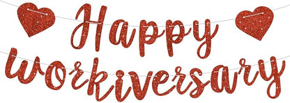 Red Glitter Happy Workiversary Banner by RICHHHA