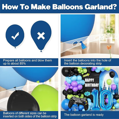 10th Birthday Video Game Balloons Arch, 10th Party Balloons Garland Kit 10th - Image 3