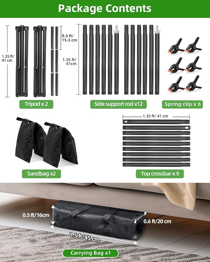 Hemmotop Photo Backdrop Stand 11x10ft, Heavy Duty Background Frame Kit | - Image 8